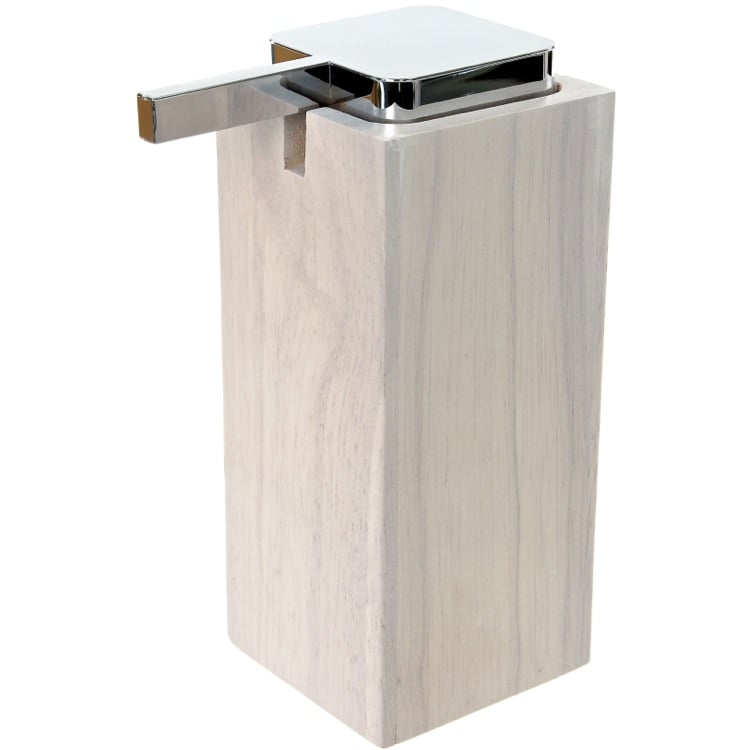Gedy PA80-02 Soap Dispenser, White, Square, Tall, Wood